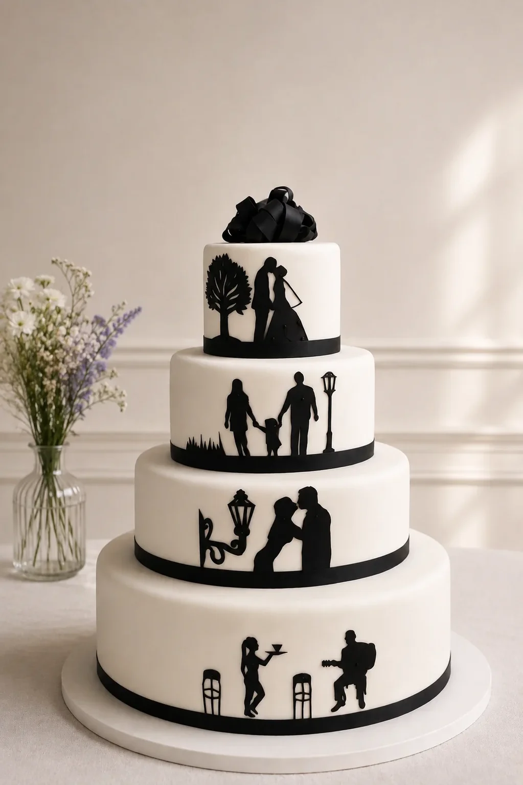 black & white hochzeitstorte