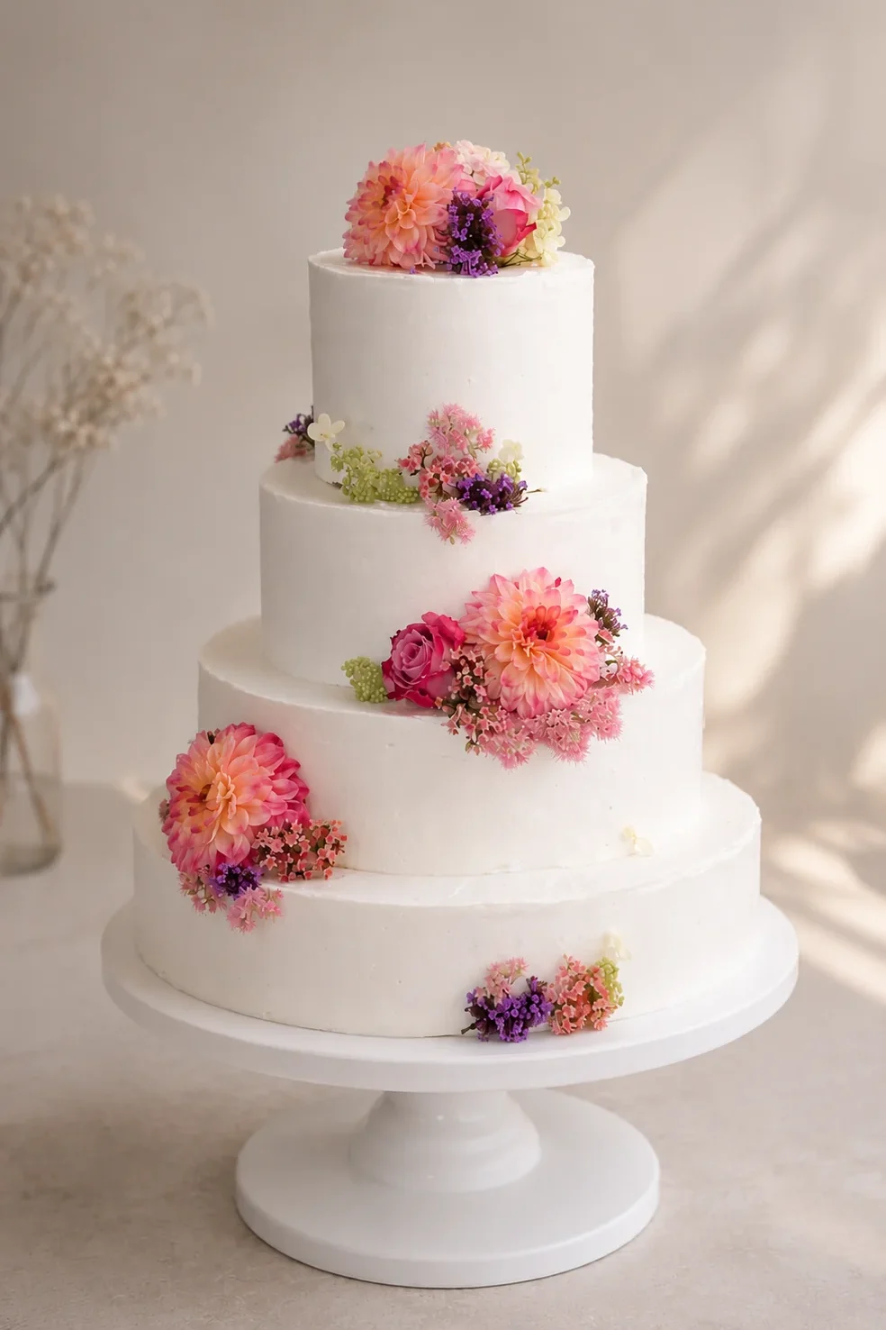 hochzeitstorte mit echten blumen