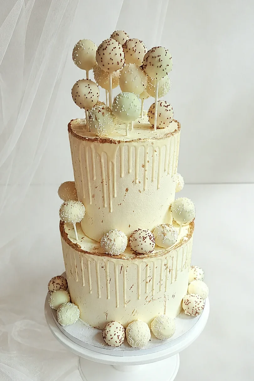 weiß goldene hochzeitstorte cake pop